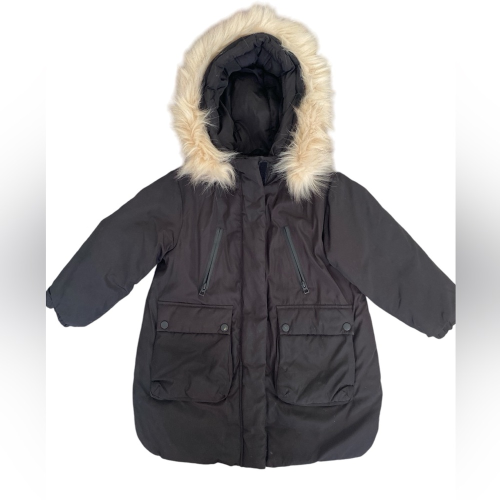 ZARA parka jacket size 6 with detachable fur.